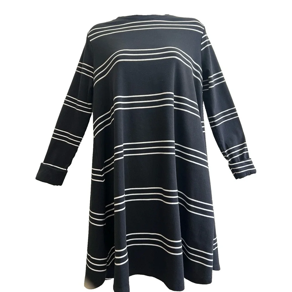 Mudpie Dress Medium Fashion Casual Business Black White Striped Women Clothing - Picture 3 of 9